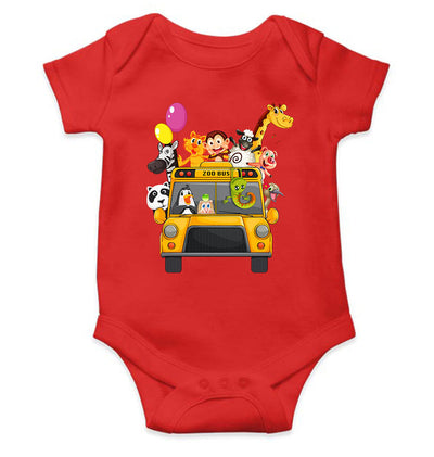 Zoo Bus Cartoon Rompers for Baby Boy- FunkyTeesClub