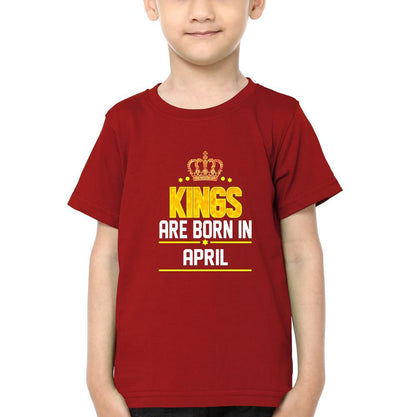 Kings Are Born In April Half Sleeves T-Shirt for Boys and Kids-FunkyTeesClub