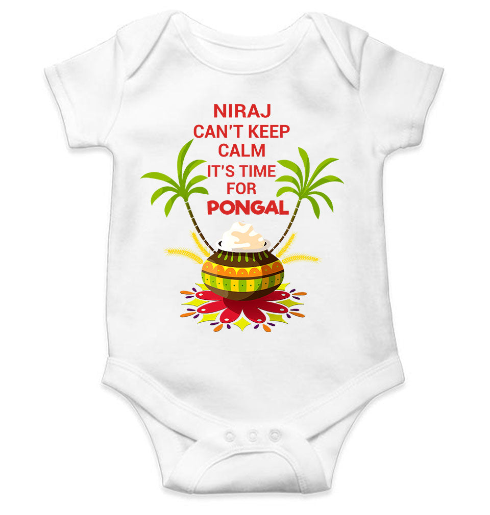 Custom Name Cant Keep Calm Its Time For Pongal Rompers for Baby Boy- FunkyTeesClub