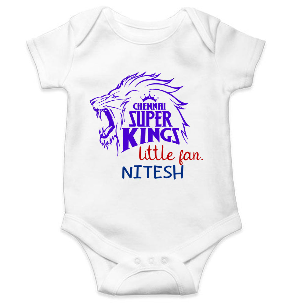 Custom Name IPL CSK Chennai Super Kings Little Fan Rompers for Baby Boy- FunkyTeesClub