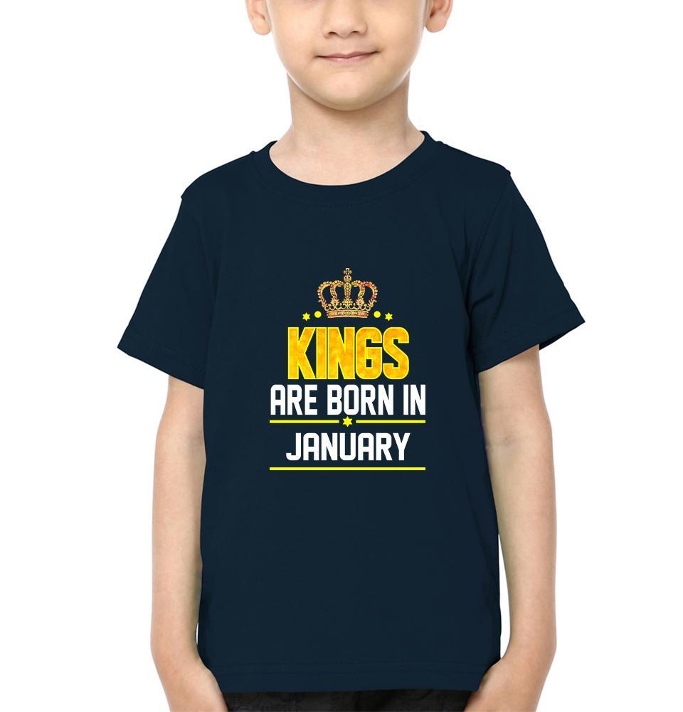 Kings Are Born In January Half Sleeves T-Shirt for Boys and Kids-FunkyTeesClub