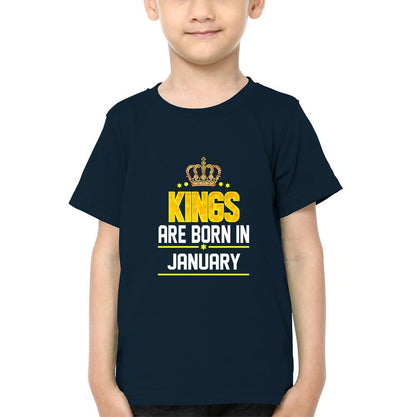 Kings Are Born In January Half Sleeves T-Shirt for Boys and Kids-FunkyTeesClub