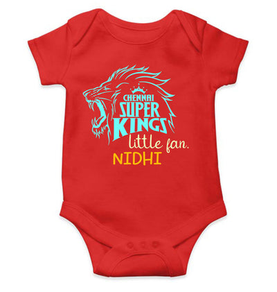 Custom Name IPL CSK Chennai Super Kings Little Fan Rompers for Baby Girl- FunkyTeesClub