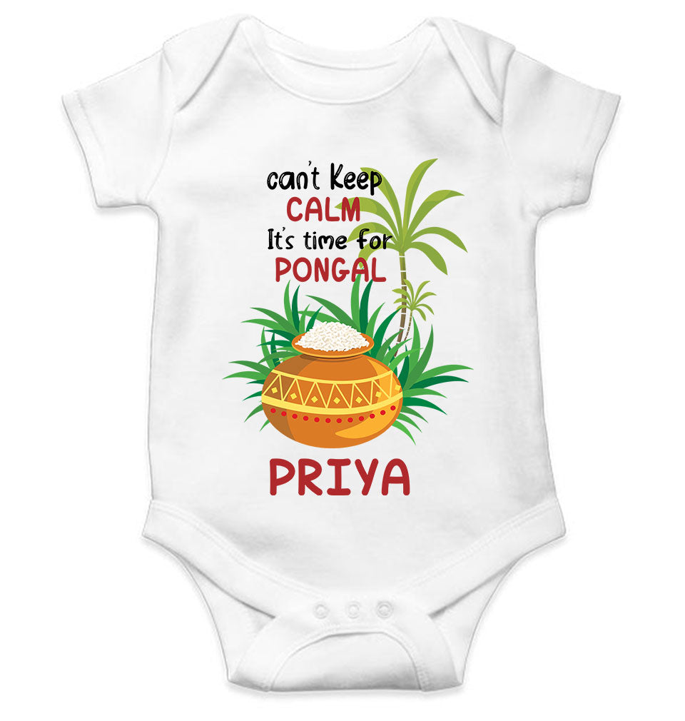 Custom Name Time For Pongal Makar Sankranti Rompers for Baby Girl- FunkyTeesClub
