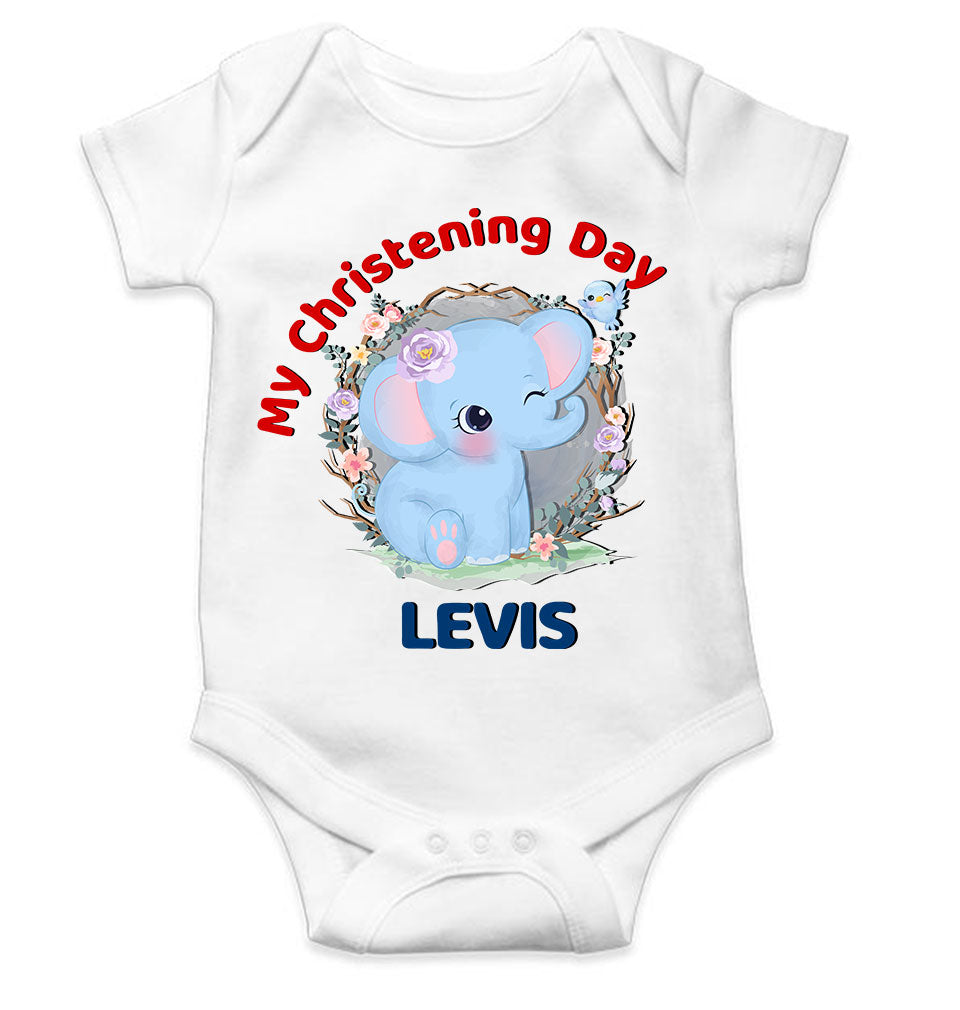 Custom Name Christening Day Baptism Rompers for Baby Boy- FunkyTeesClub