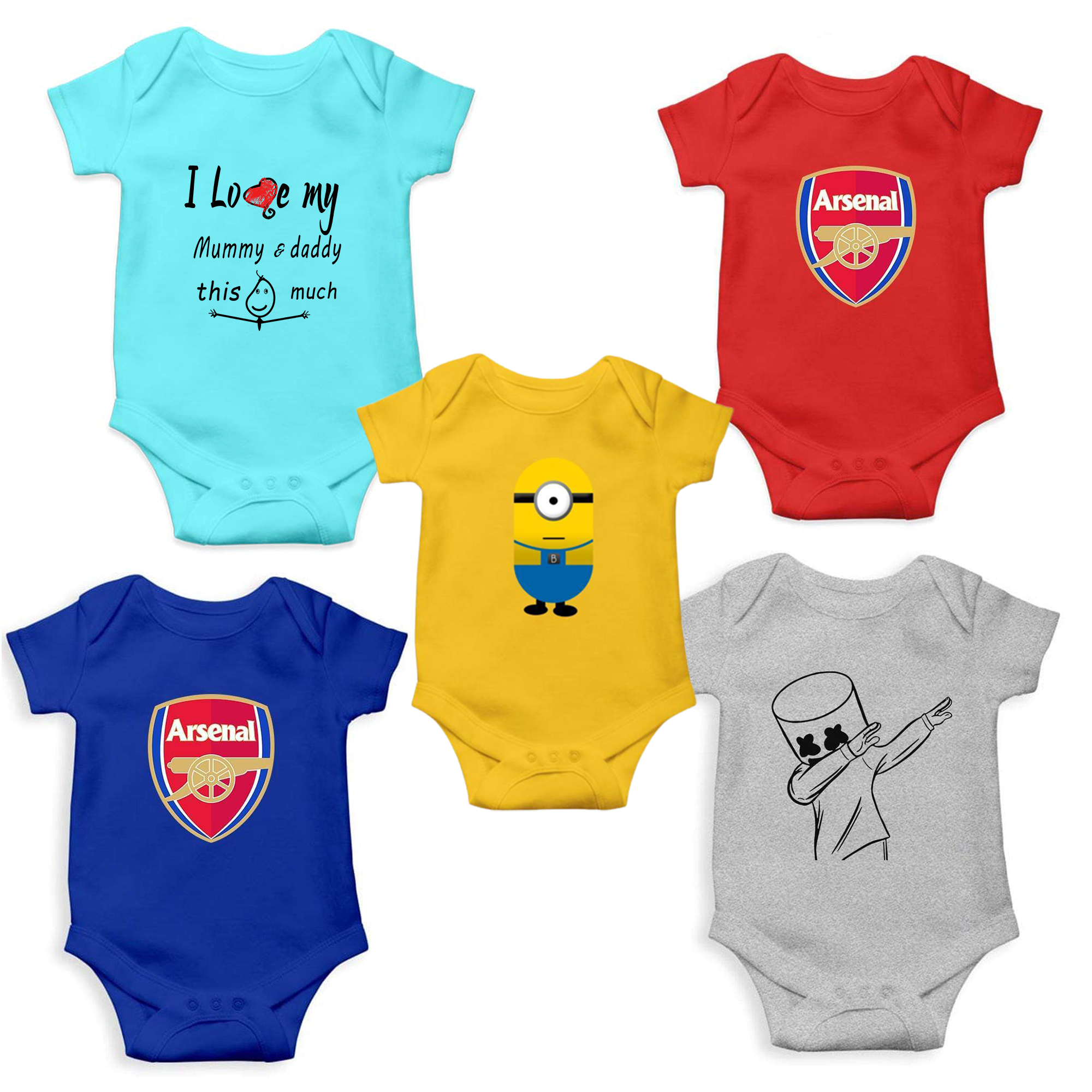 Set of 5 trendy Rompers for Baby Boy and Baby Girl- FunkyTeesClub