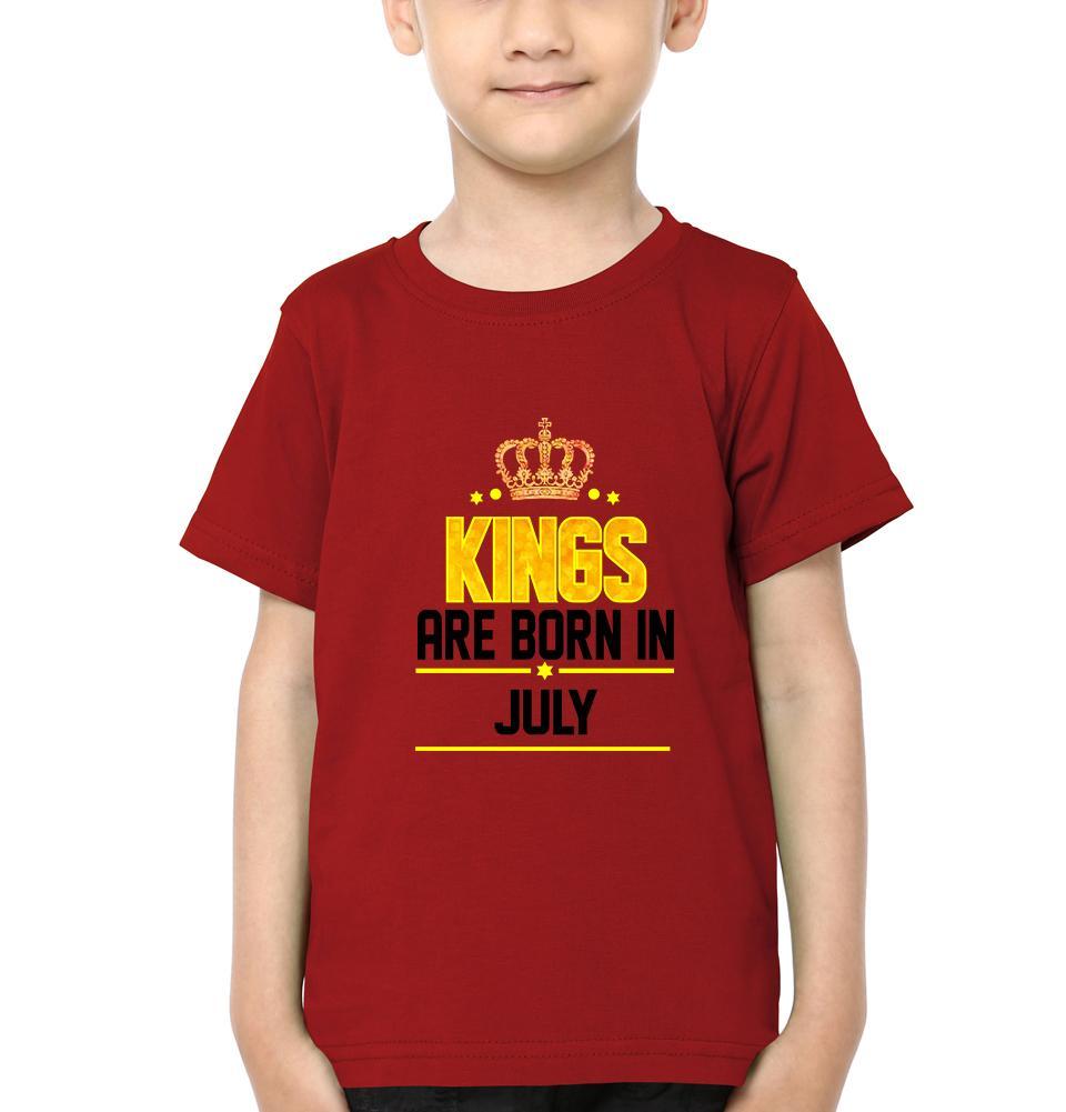 Kings Are Born In July Half Sleeves T-Shirt for Boy-FunkyTeesClub