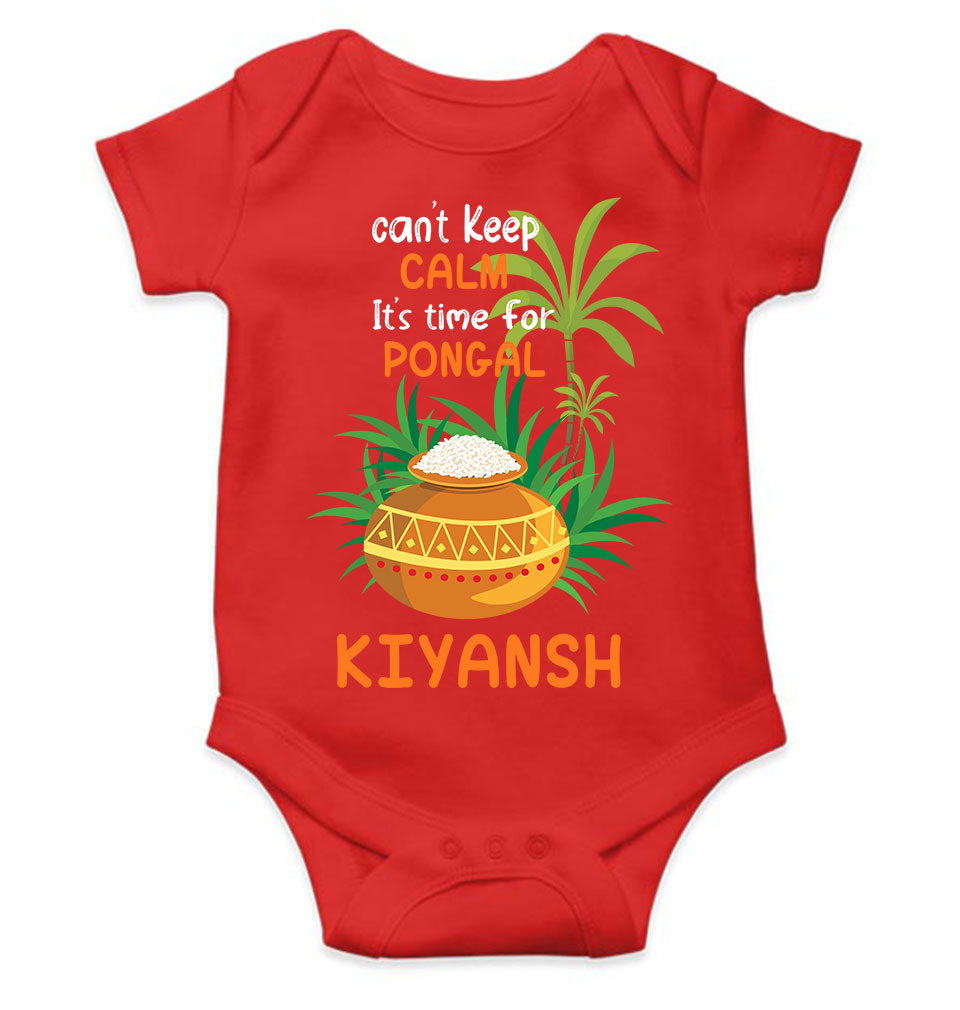 Custom Name Time For Pongal Rompers for Baby Boy- FunkyTeesClub