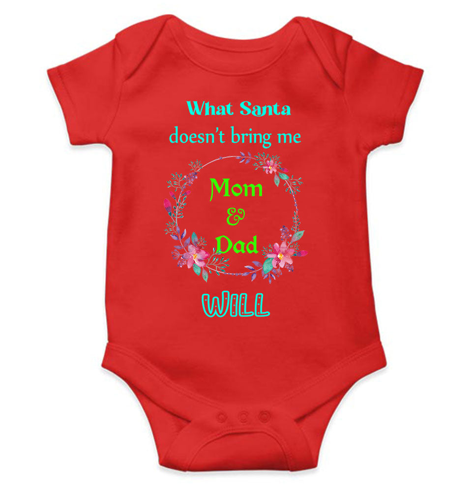 What Santa Does Not Bring Me Mom & Dad Will Christmas Rompers for Baby Girl- FunkyTeesClub