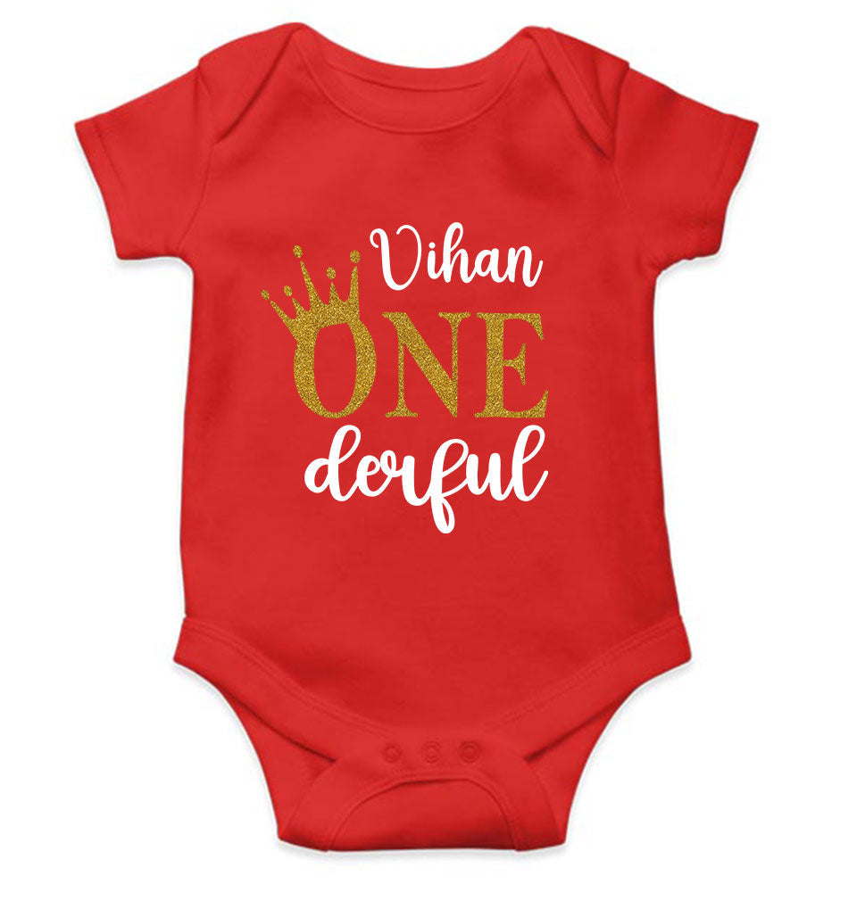 Custom Name First Birthday Rompers for Baby Boy- FunkyTeesClub