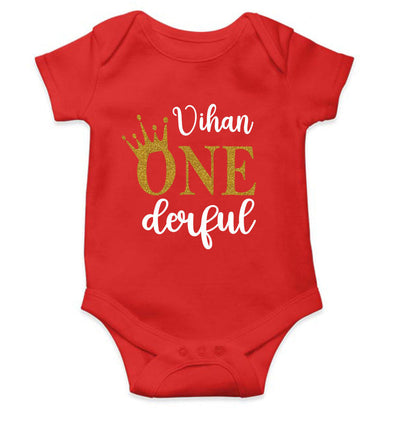 Custom Name First Birthday Rompers for Baby Boy- FunkyTeesClub