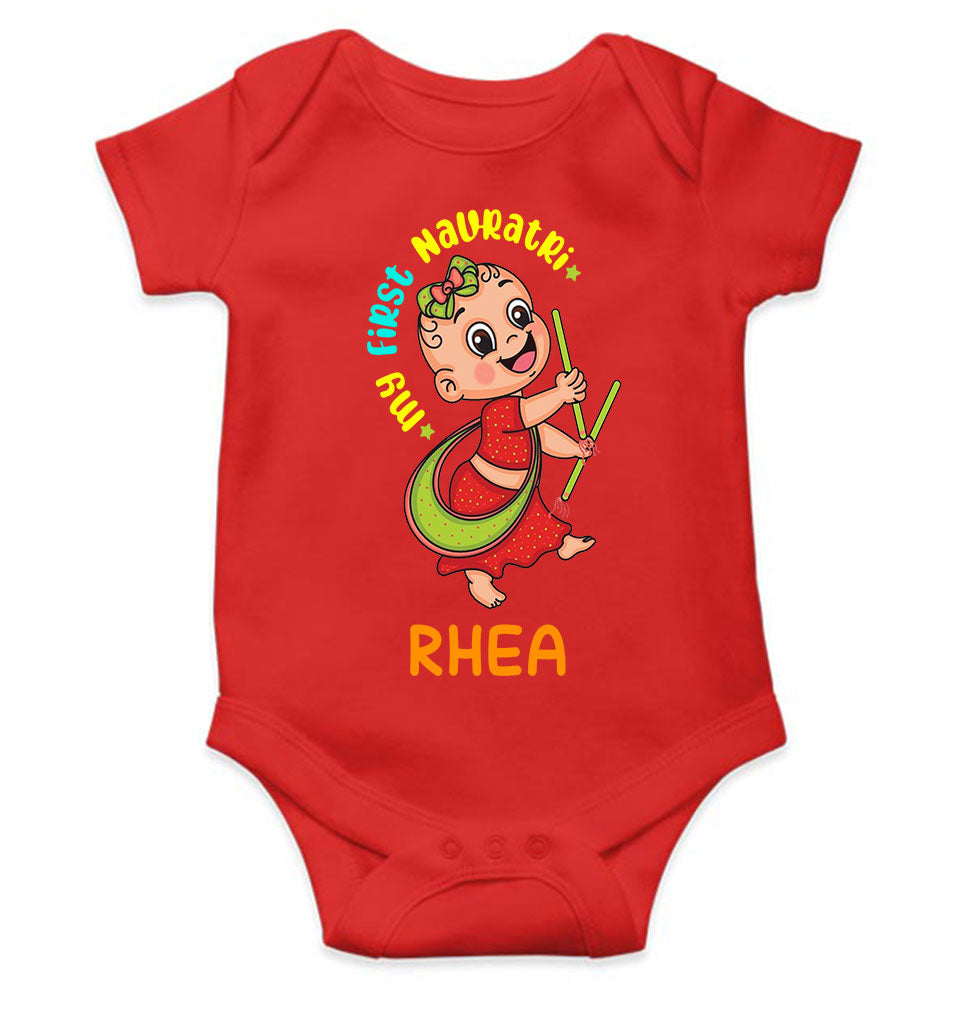 Custom Name My First Navratri Rompers for Baby Girl- FunkyTeesClub
