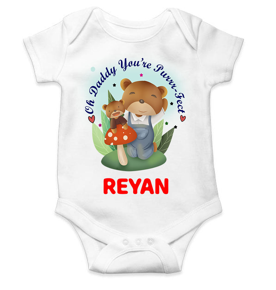 Custom Name Ohh Daddy You Are Purr Fect Fathers Day Rompers for Baby Boy- FunkyTeesClub