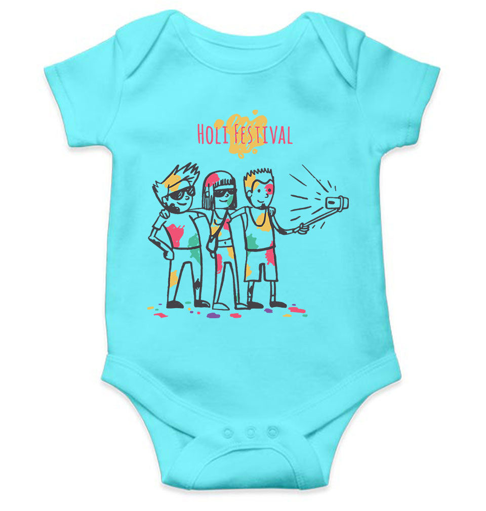Friends Selfie Holi Rompers for Baby Girl- FunkyTeesClub