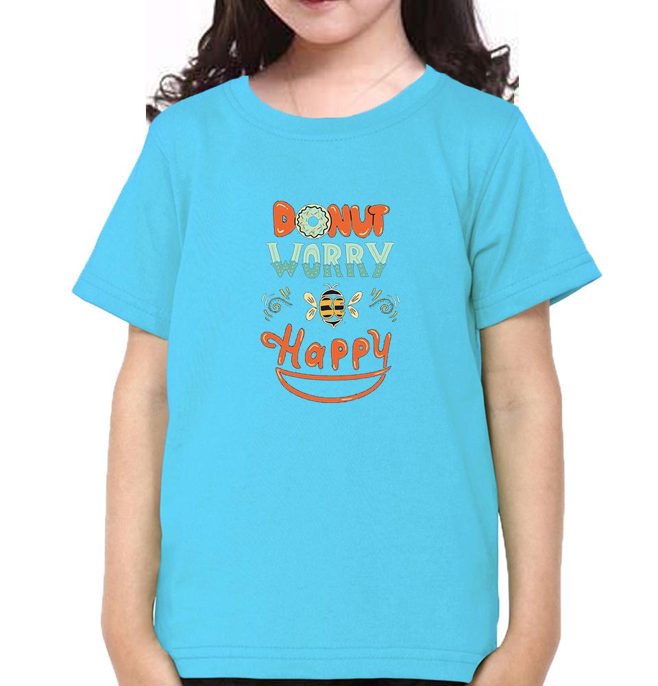 Donut Worry Be Happy Half Sleeves T-Shirt For Girls -FunkyTeesClub