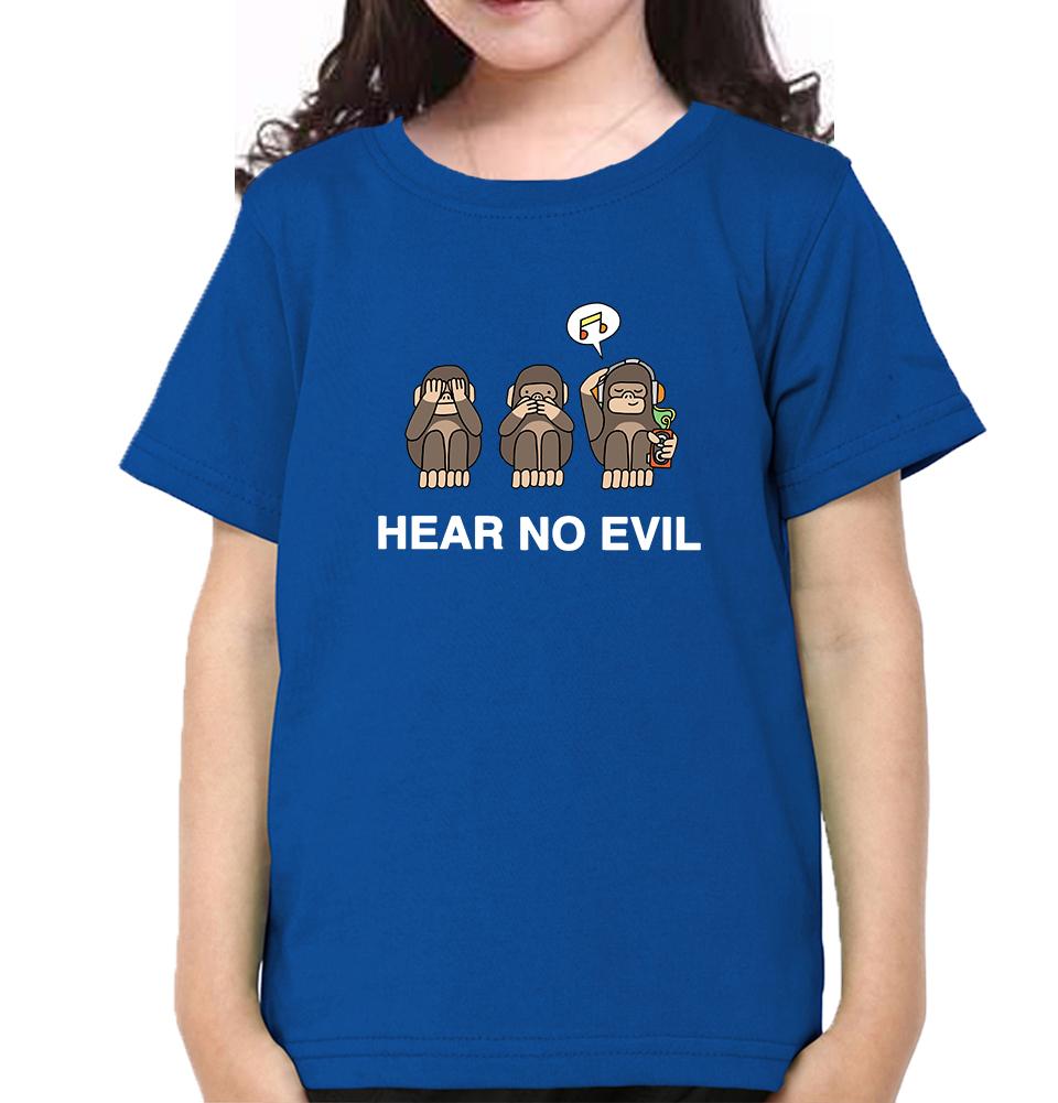 Hear no evil Half Sleeves T-Shirt For Girls -FunkyTeesClub