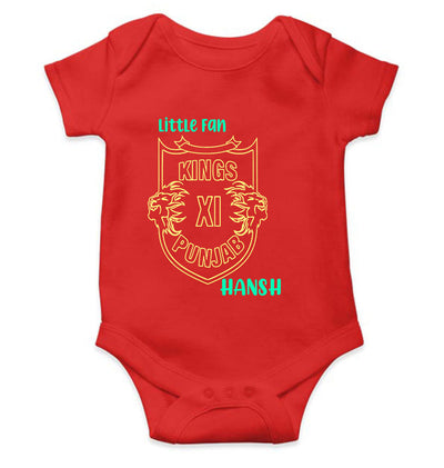 Custom Name IPL PBKS Punjab Super Kings Little Fan Rompers for Baby Boy- FunkyTeesClub