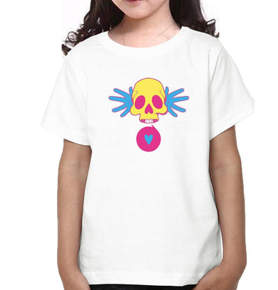 Cartoon Skull Half Sleeves T-Shirt For Girls -FunkyTeesClub