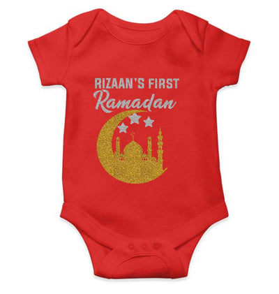 First Ramadan Custom Name Eid Rompers for Baby Boy- FunkyTeesClub
