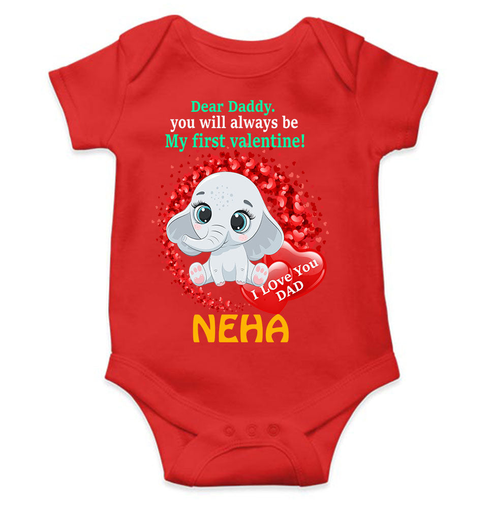Custom Name Daddy Always Be My First Valentine Rompers for Baby Girl- FunkyTeesClub