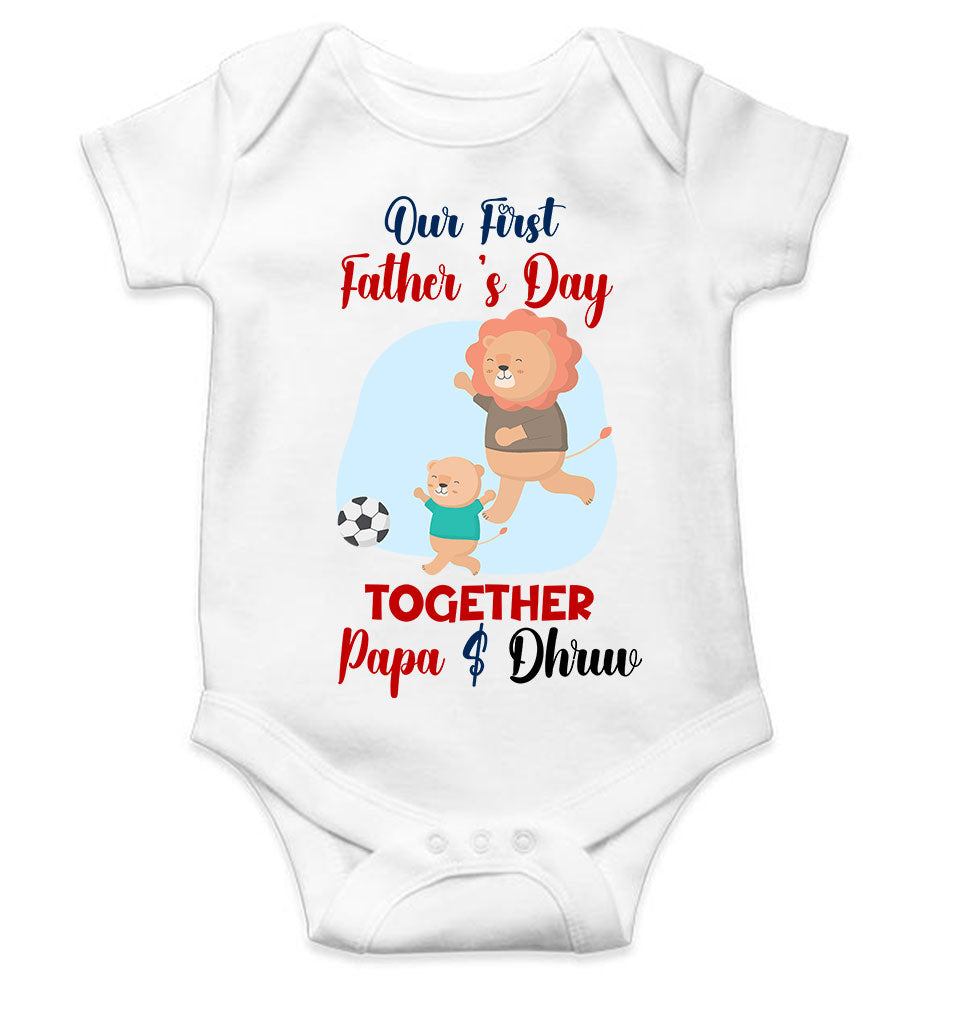 Custom Name Our First Father Day Rompers for Baby Boy- FunkyTeesClub