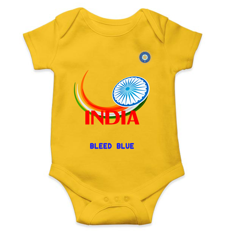 India Bleed Blue World Cup Cricket Rompers for Baby Boy- FunkyTeesClub