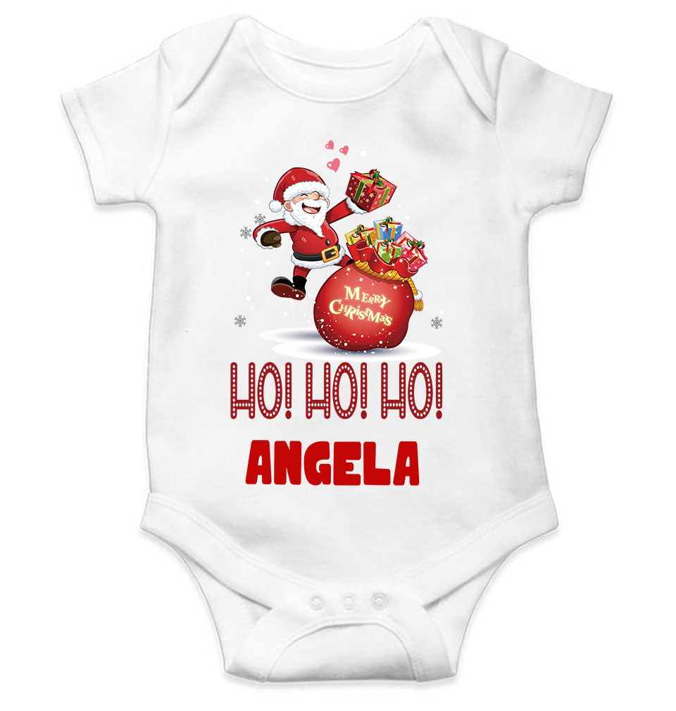 Customized Name Ho! Ho! Ho! Christmas Rompers for Baby Girl- FunkyTeesClub