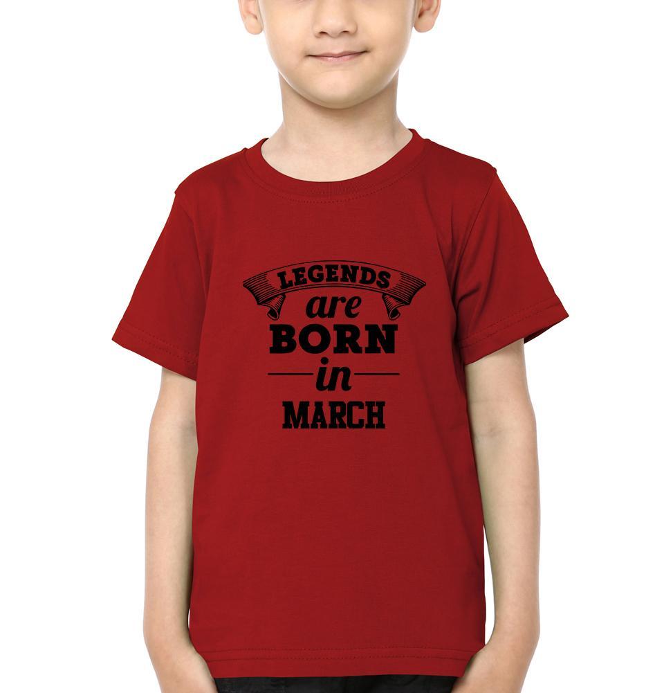 Legends are Born in March Half Sleeves T-Shirt for Boy-FunkyTeesClub