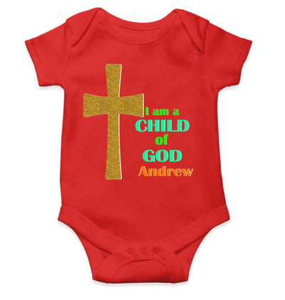 Custom Name Child Of God Baptism Christening Day Rompers for Baby Boy- FunkyTeesClub