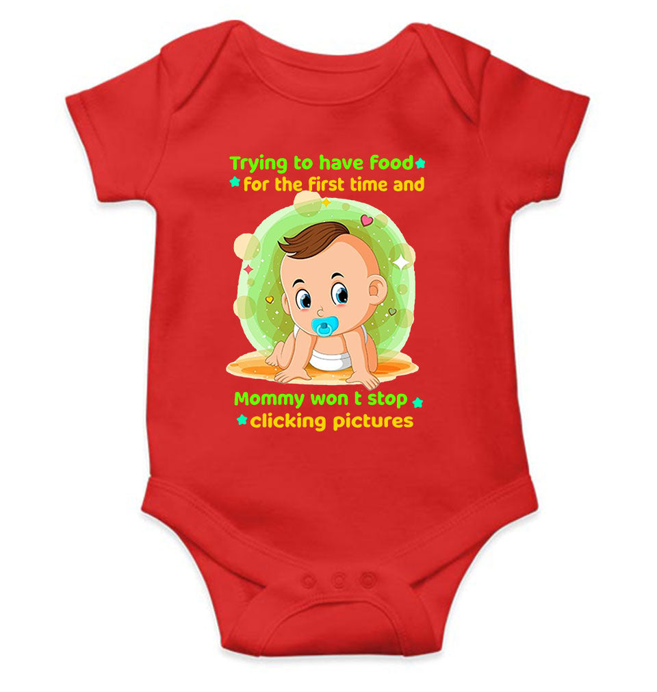 Baby Eating Food Rompers for Baby Boy- FunkyTeesClub