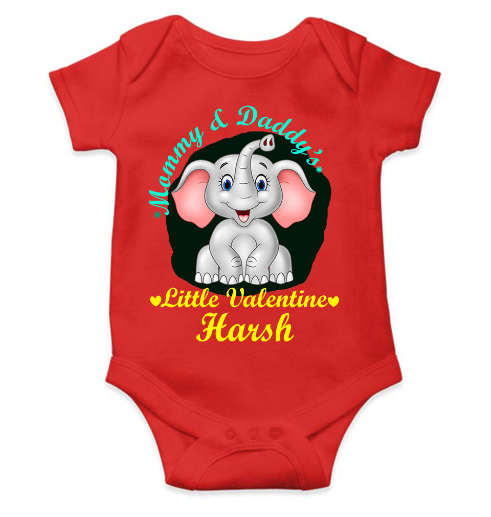 Custom Name Mommy And Daddys Little Valentine Rompers for Baby Boy- FunkyTeesClub