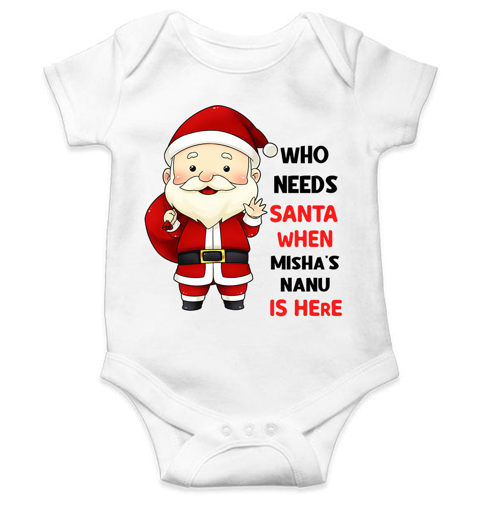 Customized Name Santa Nanu Is Here Christmas Rompers for Baby Girl- FunkyTeesClub