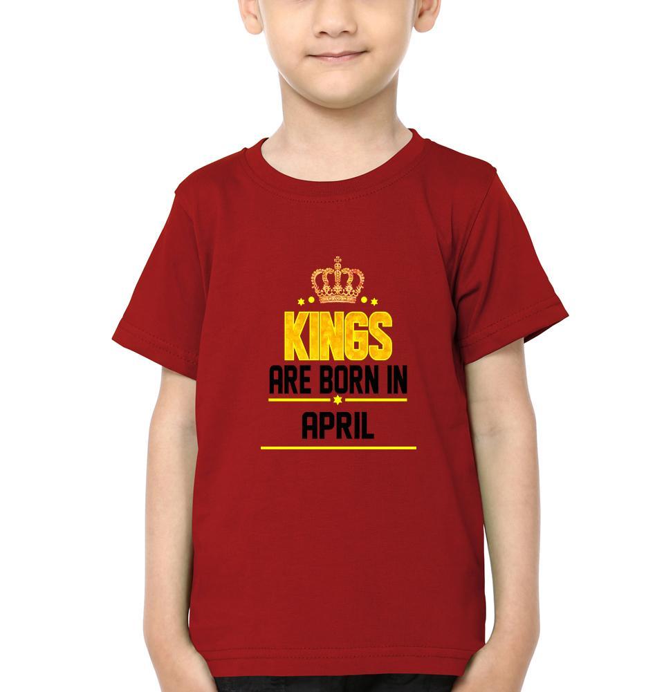 Kings Are Born In April Half Sleeves T-Shirt for Boy-FunkyTeesClub