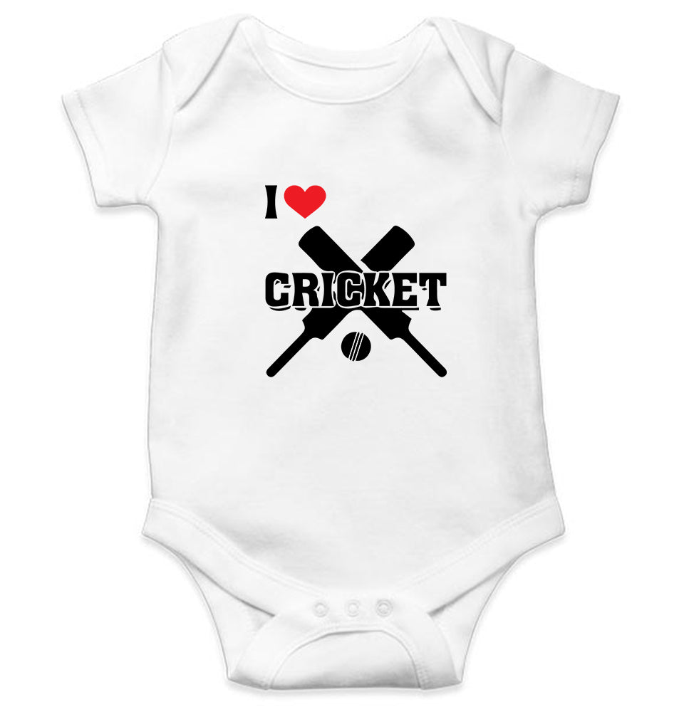 I Love Cricket Rompers for Baby Girl- FunkyTeesClub