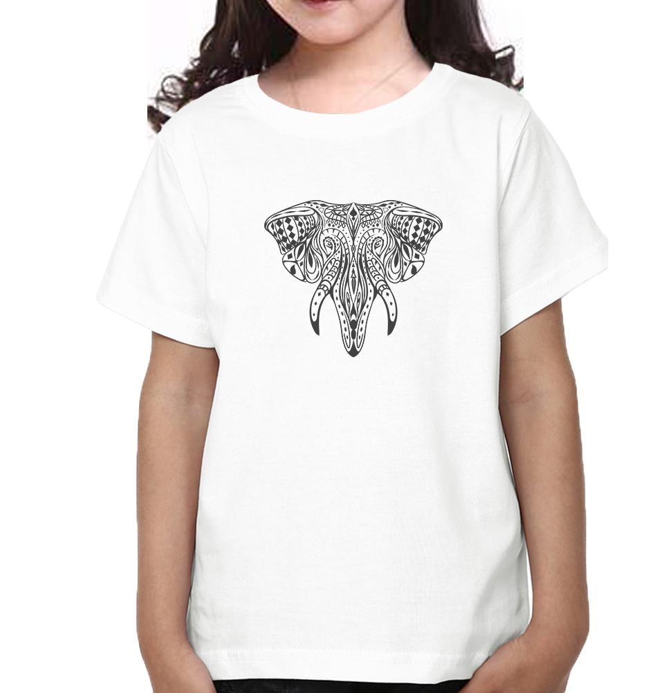 ETHINIC ELEPHANT Half Sleeves T-Shirt For Girls -FunkyTeesClub