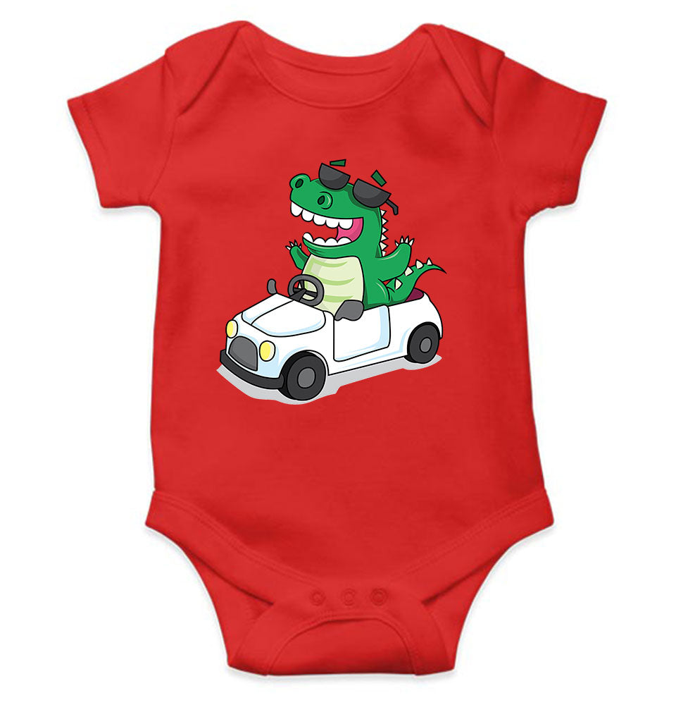 Dino Car Cartoon Rompers for Baby Girl- FunkyTeesClub