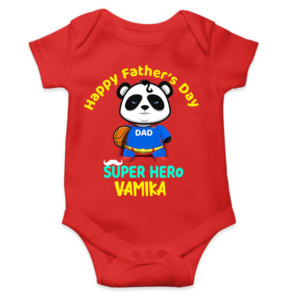 Custom Name Happy Fathers Day Super Hero Rompers for Baby Girl- FunkyTeesClub