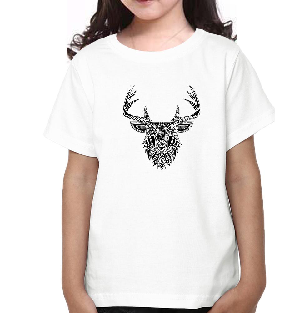 ETHINIC DEER Half Sleeves T-Shirt For Girls -FunkyTeesClub