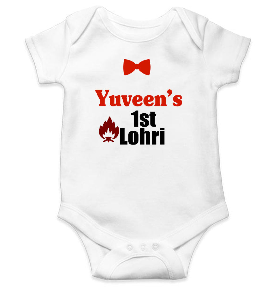 Custom Baby Name First Lohri Rompers for Baby Boy- FunkyTeesClub