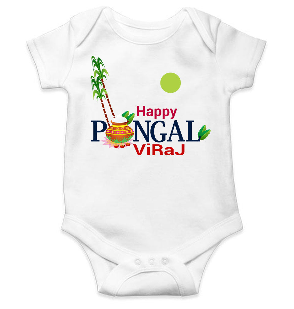 Custom Name Happy Pongal Rompers for Baby Girl- FunkyTeesClub