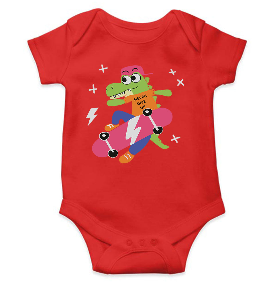 Skateboard Crocodile Cartoon Rompers for Baby Girl- FunkyTeesClub