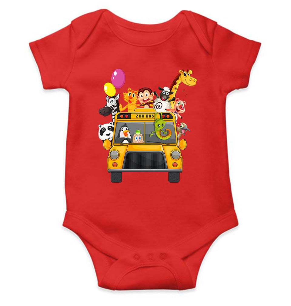 Zoo Bus Cartoon Rompers for Baby Girl- FunkyTeesClub