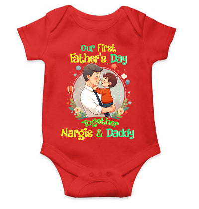 Custom Name Our First Father Day Rompers for Baby Girl- FunkyTeesClub