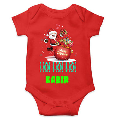 Customized Name Ho! Ho! Ho! Christmas Rompers for Baby Boy- FunkyTeesClub