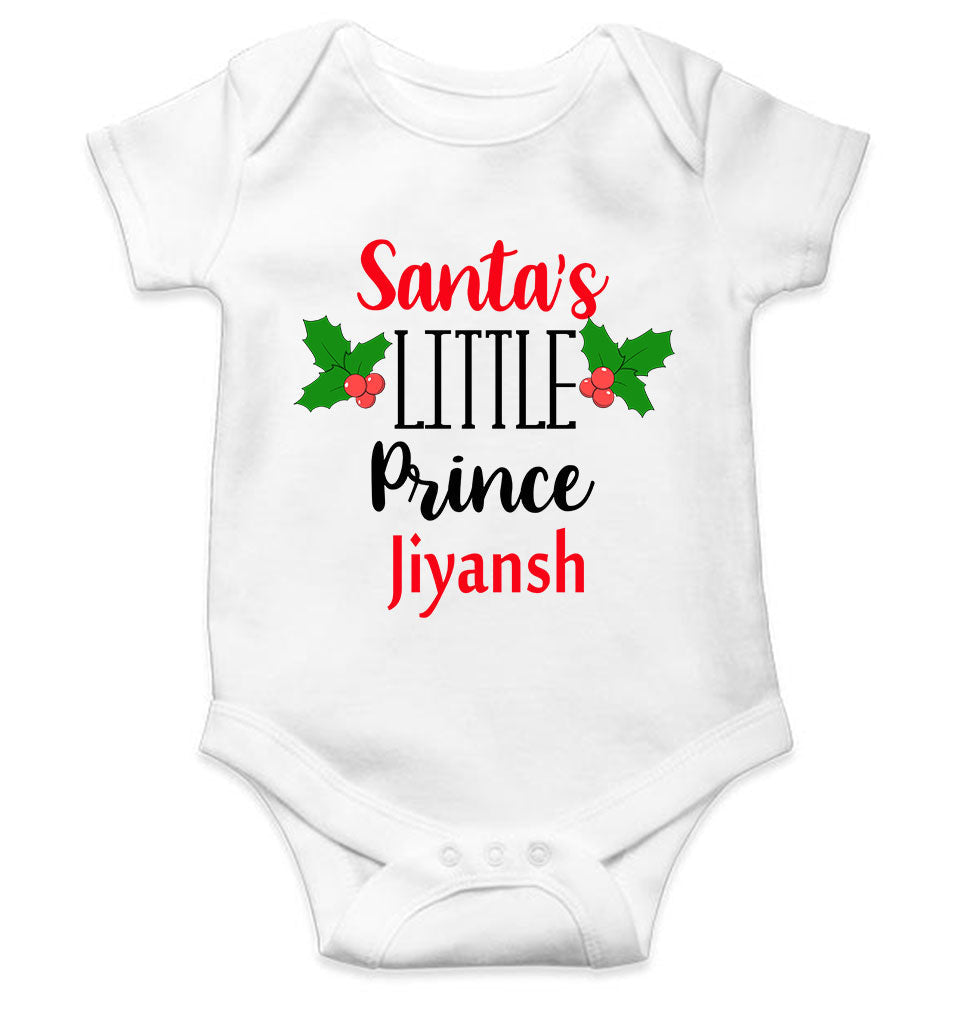 Customized Name Santas Little Prince Christmas Rompers for Baby Boy- FunkyTeesClub