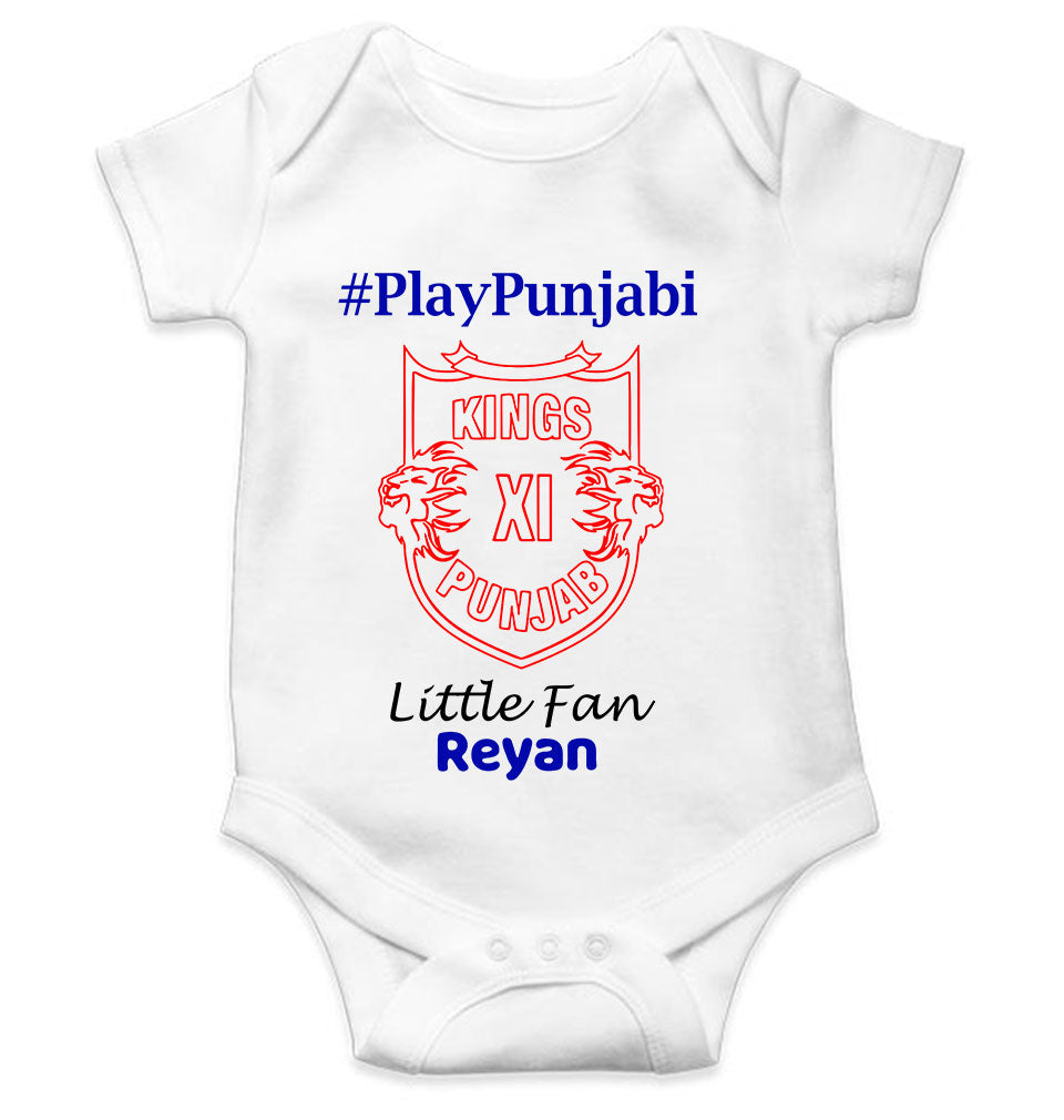 Custom Name IPL PBKS Punjab Kings PlayPunjabi Kings Eleven Punjab Rompers for Baby Boy- FunkyTeesClub