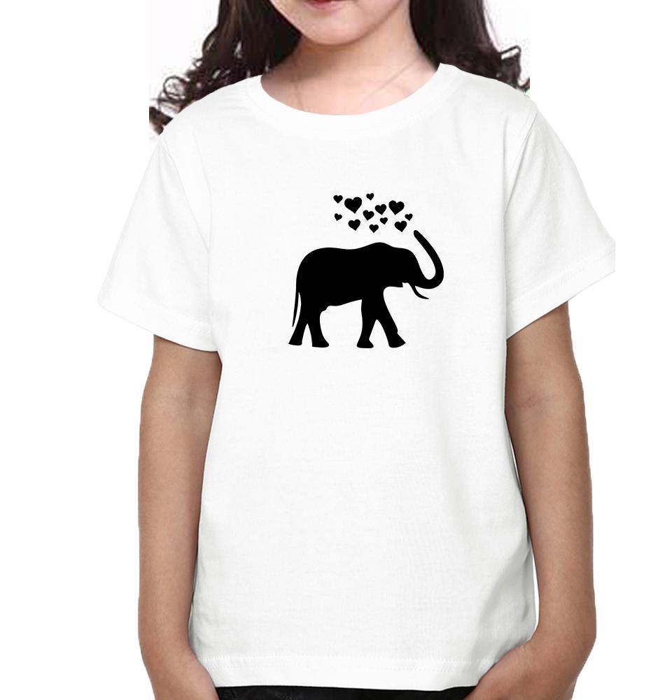 Elephant Hearts Half Sleeves T-Shirt For Girls -FunkyTeesClub