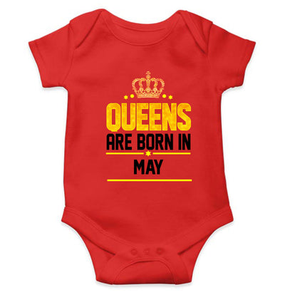 Queens Are Born In May Rompers for Baby Girl- FunkyTeesClub