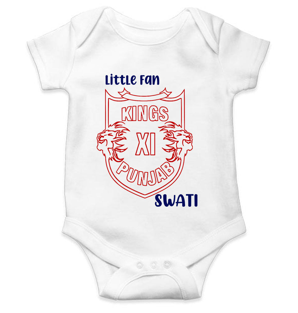 Custom Name IPL PBKS Punjab Super Kings Little Fan Rompers for Baby Girl- FunkyTeesClub