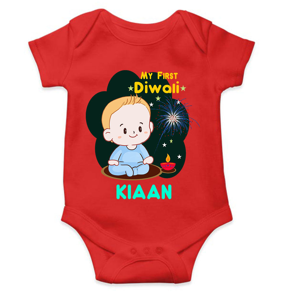 Custom Name My First Diwali Rompers for Baby Boy- FunkyTeesClub